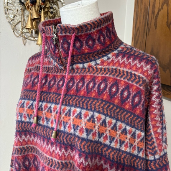 Jason Maxwell Vtg Fleece Aztec Geometric Mock Neck Sweatshirt Size Medium Korea - Picture 4 of 9
